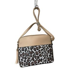 Crossbody Tan and Animal Print Bag NWOT